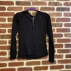 The North Face black 3/4 zip shirt with hood size small